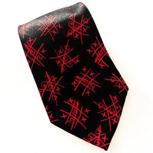 Addiction Tic Tac Toe XO Hearts Necktie - Red Black 58"